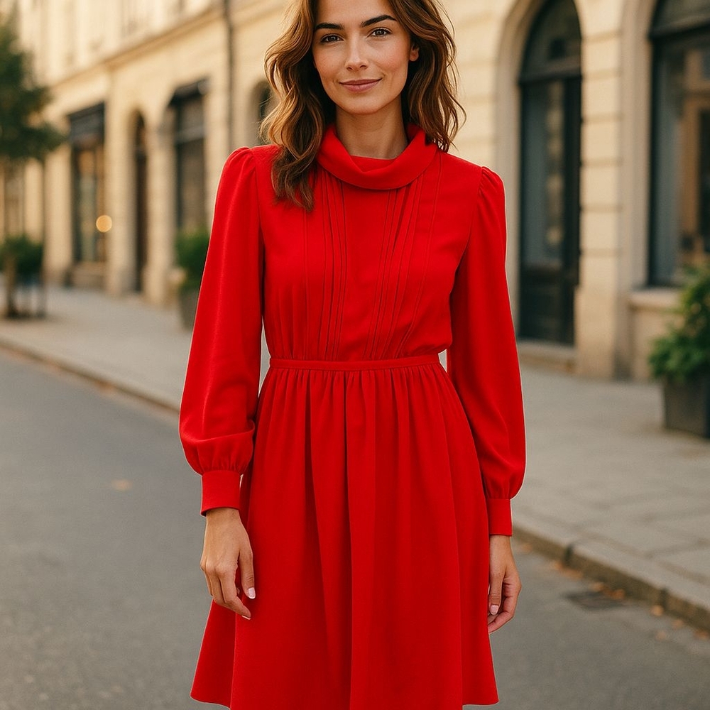 Elegant Vintage Secretary Red Dress